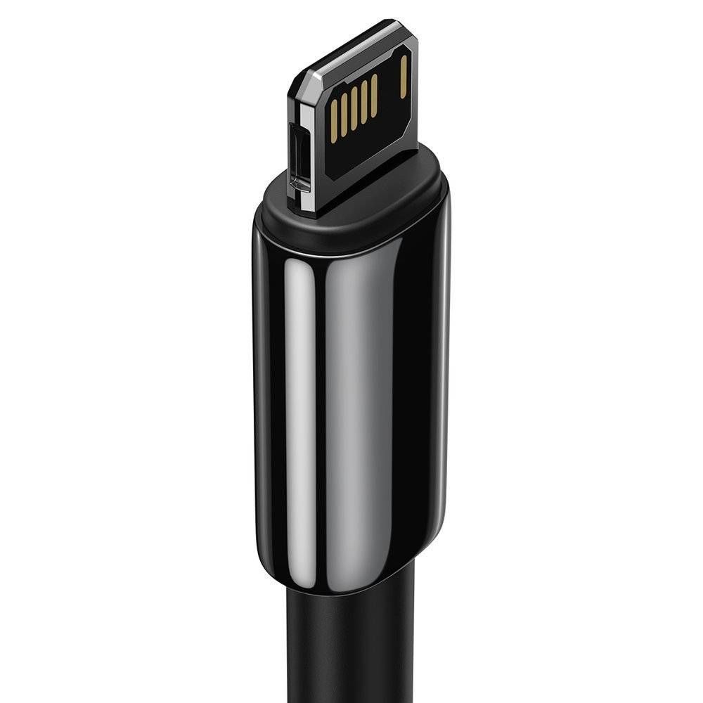 CABLU alimentare si date Baseus Tungsten Gold, Fast Charging Data Cable pt. smartphone, USB la Lightning Iphone 20W, brodat, 1m, rezistent zgarieturi, negru 