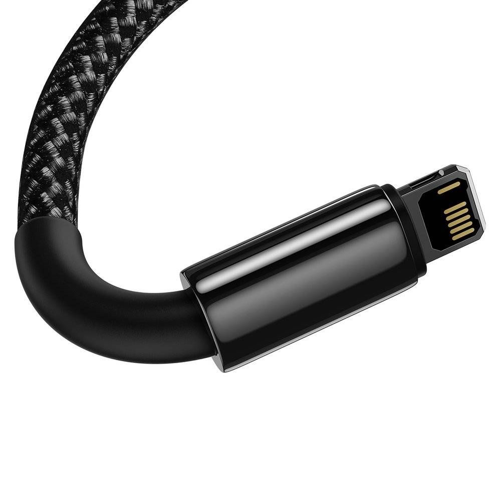 CABLU alimentare si date Baseus Tungsten Gold, Fast Charging Data Cable pt. smartphone, USB la Lightning Iphone 20W, brodat, 1m, rezistent zgarieturi, negru 