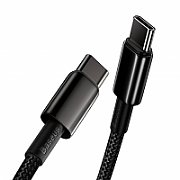 CABLU alimentare si date Baseus Tungsten Gold, Fast Charging Data Cable pt. smartphone, USB Type-C la USB Type-C 100W, brodat, 1m, negru 