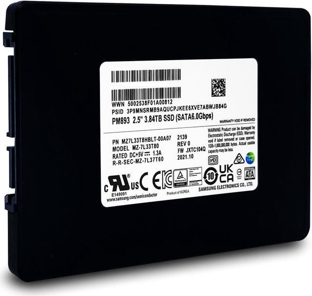 SAMSUNG PM893 3.84TB Data Center SSD, 2.5'' 7mm, SATA 6Gb/s, Read/Write: 560/530 MB/s, Random Read/Write IOPS 98K/31K_3