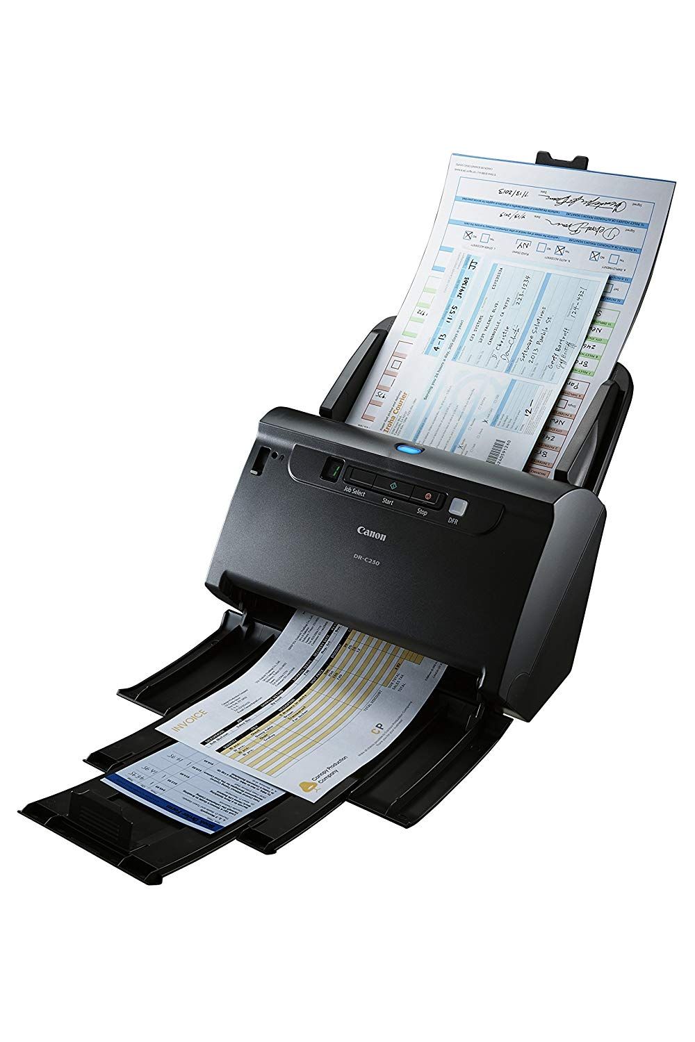 Scanner Canon DRC230, dimensiune A4, tip sheetfed, duplex, viteza de scanare: Alb-negru : 30 ppm/60ipm, Color: 30ppm/60ipm, rezolutie optica 600dpi, senzor CIS, alimentator 60 coli, software inclus: Driver ISIS/TWAIN, CapturePerfect, CaptureOnTouch, interfata: USB 2.0, scanare pasapoarte, volum de_2