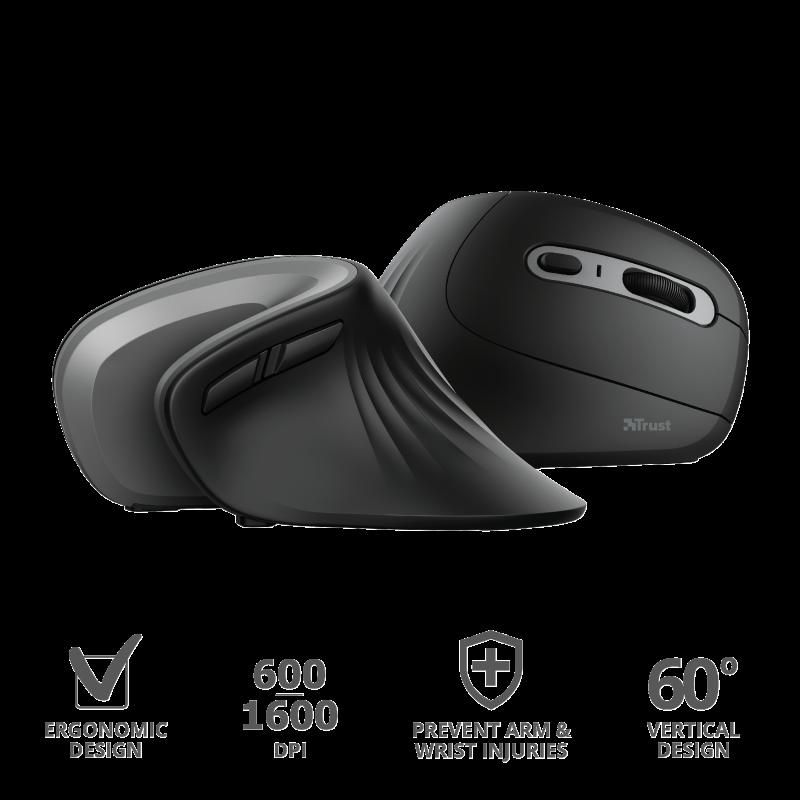 Mouse Trust Verro Ergonomic, Wireless, negru_4