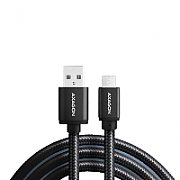 Cablu USB-Micro  la USB-A, 1.5m, 2.4A, impletit, negru_3