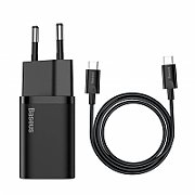 INCARCATOR retea Baseus Super Si, Quick Charge 25W, 1 x USB Type-C 5V/3A, negru 