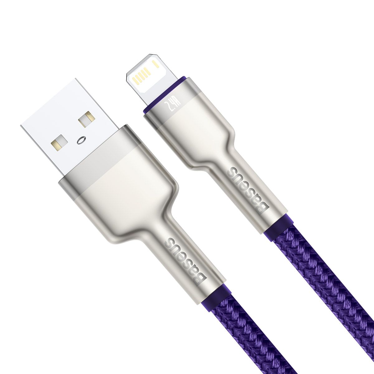 CABLU alimentare si date Baseus Cafule Metal, Fast Charging Data Cable pt. smartphone, USB la Lightning Iphone 2.4A, braided, 2m, violet 