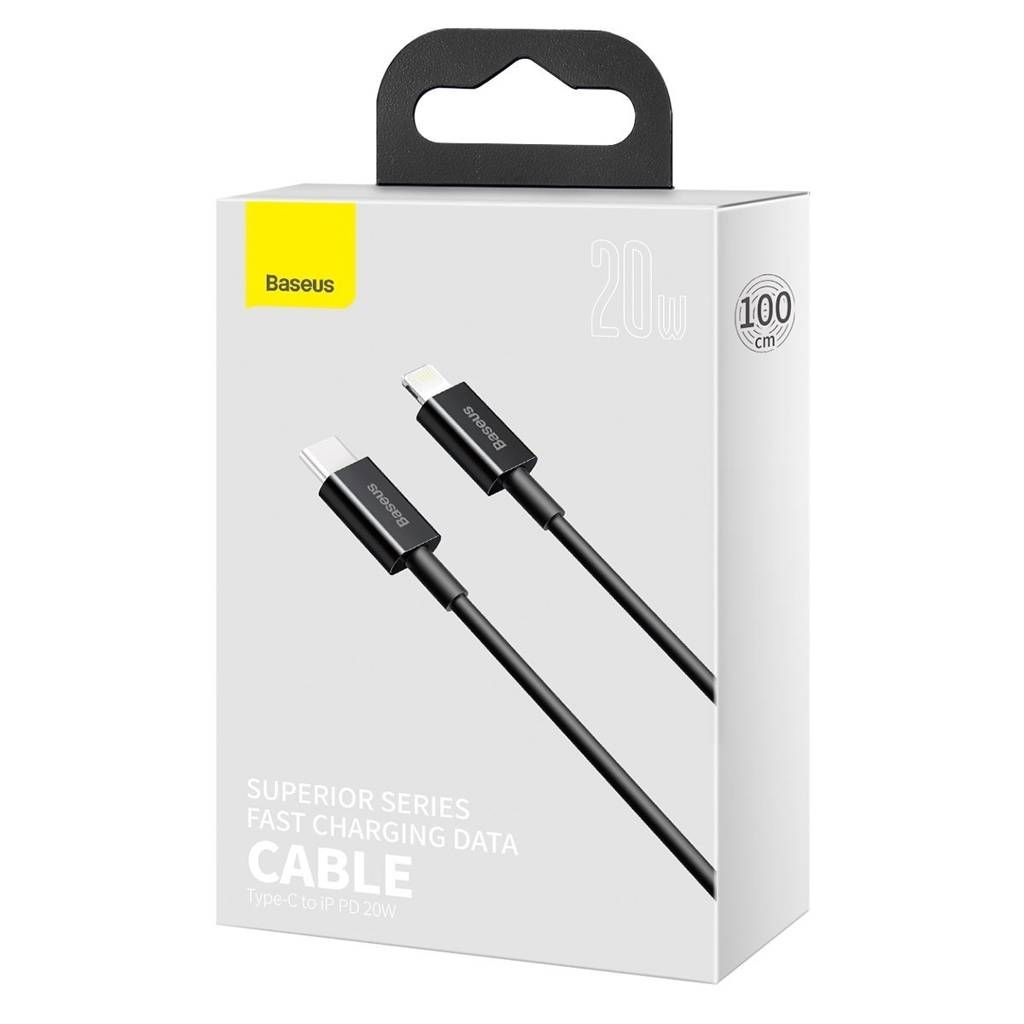 CABLU alimentare si date Baseus Superior, Fast Charging Data Cable pt. smartphone, USB Type-C la Lightning Iphone PD 20W, 1m, negru 