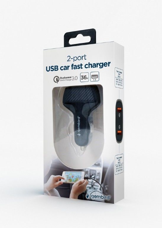 GEMBIRD TA-U2QC3-CAR-01 2port USB car fast charger QC3.0 36W black_5