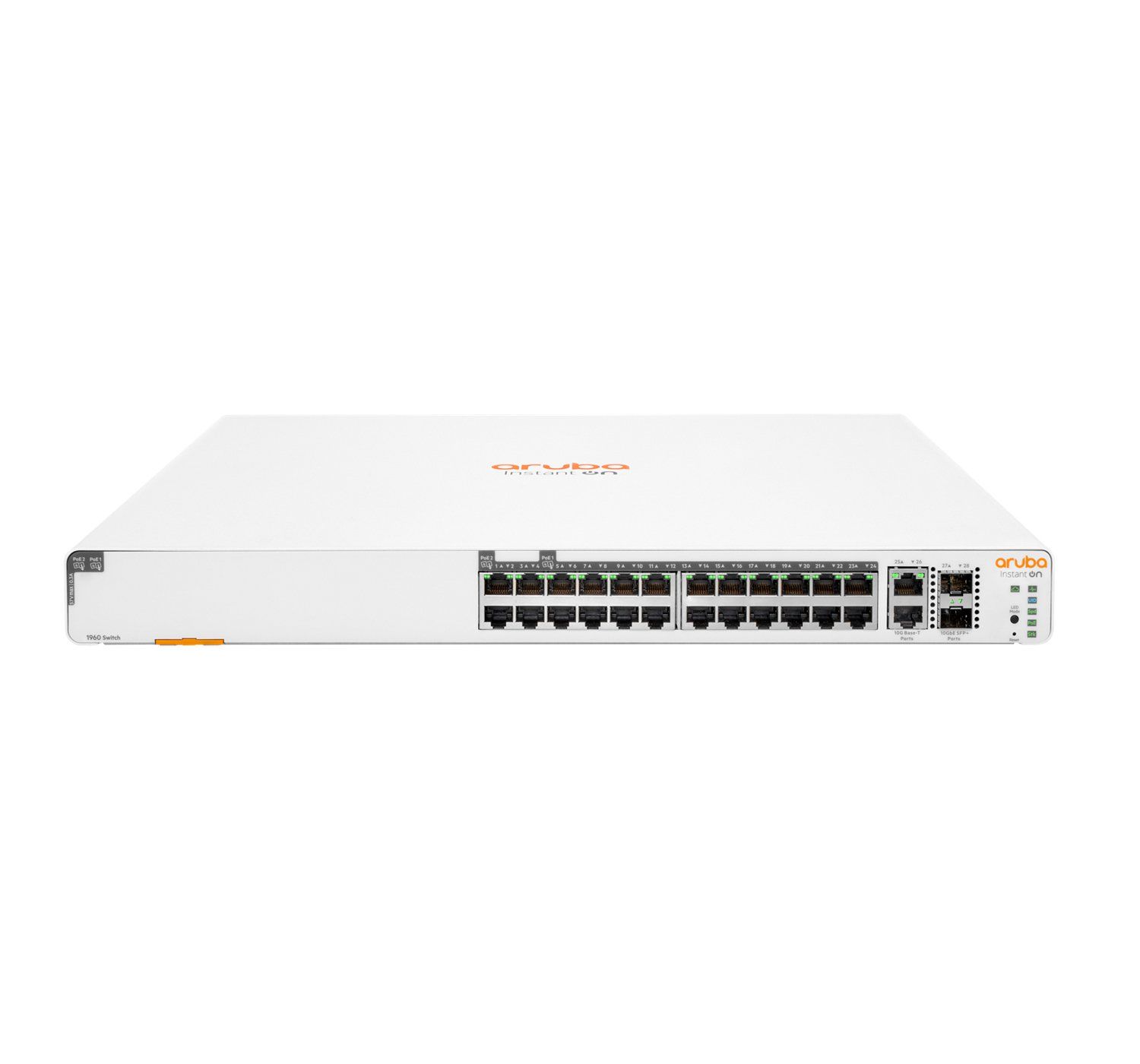 Hewlett Packard Enterprise Switch Aruba Instant On 1960 24G 20p Class4 4p Class6 PoE 2XGT 2SFP+ 370W Managed L2+ Gigabit Ethernet (10/100/1000) Power over Ethernet (PoE) 1U White_2