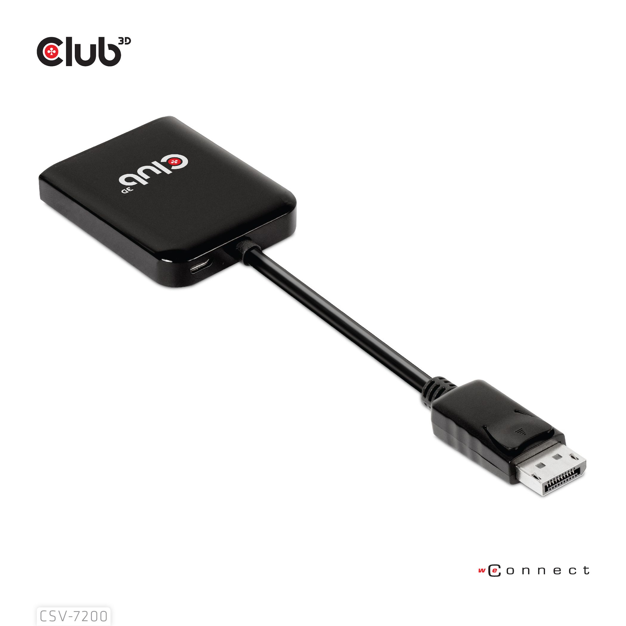 CLUB 3D Multistream Transport (MST) Hub DisplayPort™1.4 to DisplayPort™1.4 Dual Monitor 4K60Hz M/F_10