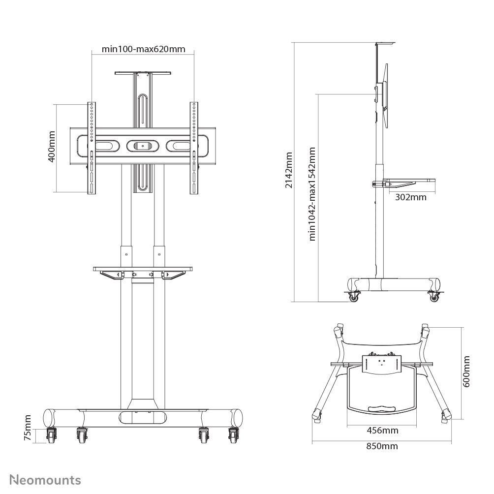 Neomounts by Newstar Select NM-M1700BLACK Mobile floor stand for 32-75