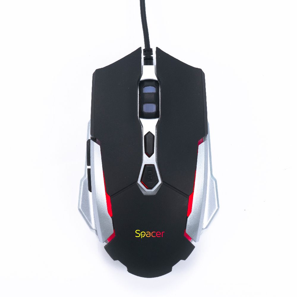 MOUSE Spacer - gaming, gaming, cu fir, USB, optic, 6.400 dpi, butoane/scroll 6/1, iluminare RGB, negru, 