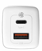 INCARCATOR retea Baseus GaN2 Lite, Quick Charge 65W, 1 x USB 5V/3A, 1 x USB Type-C 5V/3A, alb 