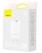 INCARCATOR retea Baseus Super Si Pro, Quick Charge 30W, 1 x USB 5V/3A, 1 x USB Type-C 5V/3A, alb 