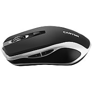 CANYON MW-19 2.4GHz Wireless Rechargeable Mouse with Pixart sensor, 6keys, Silent switch for right/left keys,DPI: 800/1200/1600, Max. usage 50 hours for one time full charged, 300mAh Li-poly battery, Black -Silver, cable length 0.6m, 121*70*39mm, 0.103kg_1