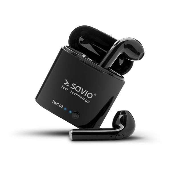 Savio TWS-02 Wireless Bluetooth Earphones, Black_2