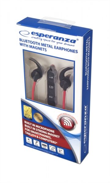 Esperanza EH186K headphones/headset In-ear Bluetooth Black, Red_2