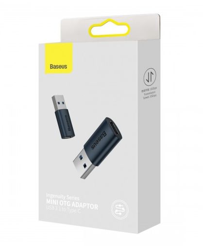 ADAPTOR Baseus Ingenuity Series Mini OTG, USB 3.1 (T) to USB Type-C (M), corp metalic, albastru 