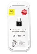 ADAPTOR Baseus Mini Micro, USB Type-C (T) to Micro USB (M), corp metalic, negru 