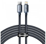 CABLU alimentare si date Baseus Crystal Shine, Fast Charging Data Cable pt. smartphone, Type-C la Lightning Iphone 20W, 2m, braided, negru 