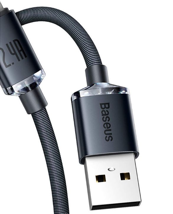 CABLU alimentare si date Baseus Crystal Shine, Fast Charging Data Cable pt. smartphone, USB la Lightning Iphone 2.4A, 2m, negru 