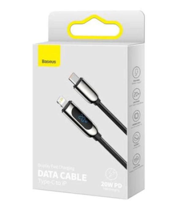 CABLU alimentare si date Baseus Display, Fast Charging Data Cable pt. smartphone, USB Type-C la Lighting iPhone 20W, braided, 1m, negru 