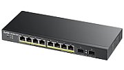 Switch Zyxel GS1900-10HP v2, 8-port GbE L2 PoE Smart Switch + 2 SFP slots, 802.3at, desktop, fanless, 70 Watt_1