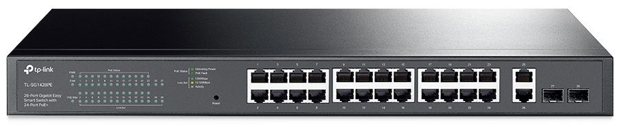 TP-LINK TL-SG1428PE 28-Port Gigabit Easy Smart Switch 24Ã— Gigabit PoE+ 2Ã— Gigabit Non-PoE RJ45 2x Gigabit SFP Slots 250W budget_3