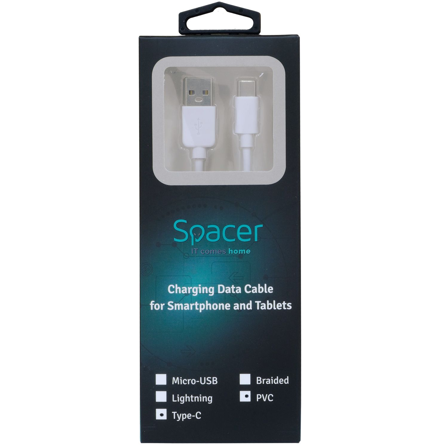 CABLU alimentare si date SPACER, pt. smartphone, USB Type-C (T) la Iphone Lightning (T), braided, retail pack, 1.8m, silver 