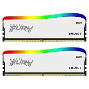 Memorie RAM Kingston Fury Beast White, DIMM, DDR4, 32GB, 3200MHz, CL16, 1.35V,Kit of 2, RGB SE_1