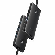 HUB extern Baseus Lite, porturi USB: USB 3.0 x 4, conectare prin USB Type-C, lungime 1m, negru, 