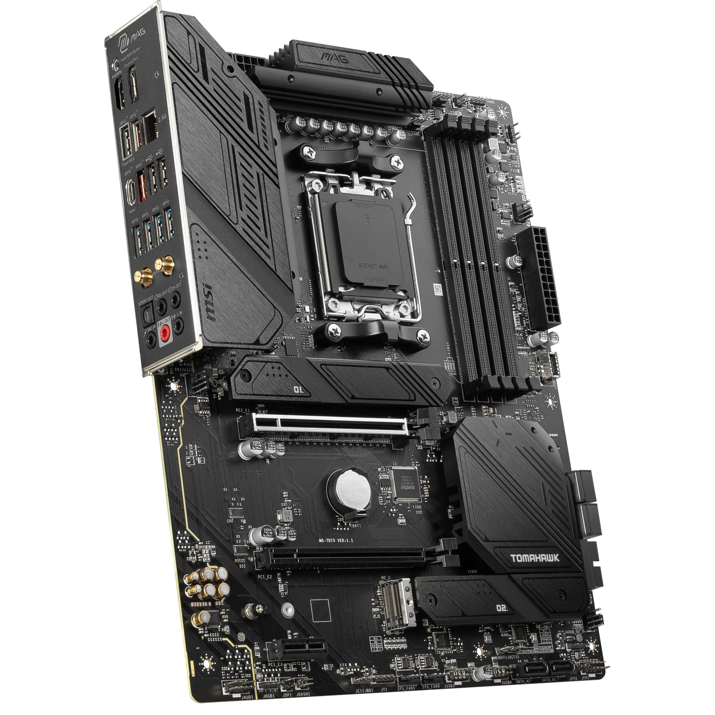 MSI Main Board Desktop MAG B650 TOMAHAWK WIFI (AM5,4x DDR5,HDMI,DP,2x PCI-E x16,1x PCI-E x1,3xM.2,6xSATA 6G,6x USB 2.0,6x USB 3.2 Gen1 Type A,3x USB 3.2 Gen2 Type A,1x USB 3.2 Gen2 Type C,1x USB 3.2 Gen2x2 Type C, 2.5GLAN,Wi-Fi 6E, BT5.2 ATX_2