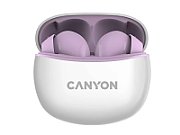 Canyon TWS-5 Bluetooth headset, with microphone, BT V5.3 JL 6983D4, Frequence Response:20Hz-20kHz, battery EarBud 40mAh*2+Charging Case 500mAh, type-C cable length 0.24m, size: 58.5*52.91*25.5mm, 0.036kg, Purple_1