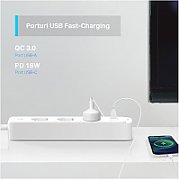 PRELUNGITOR inteligent TP-LINK, Schuko x 3, USB x 2, USB Type-C x 1, lungime cablu 1.5m,cu monitorizarea energiei, conectare prin Schuko (T), 10 A, programare prin smartphone, Bluetooth, WiFi, alb 