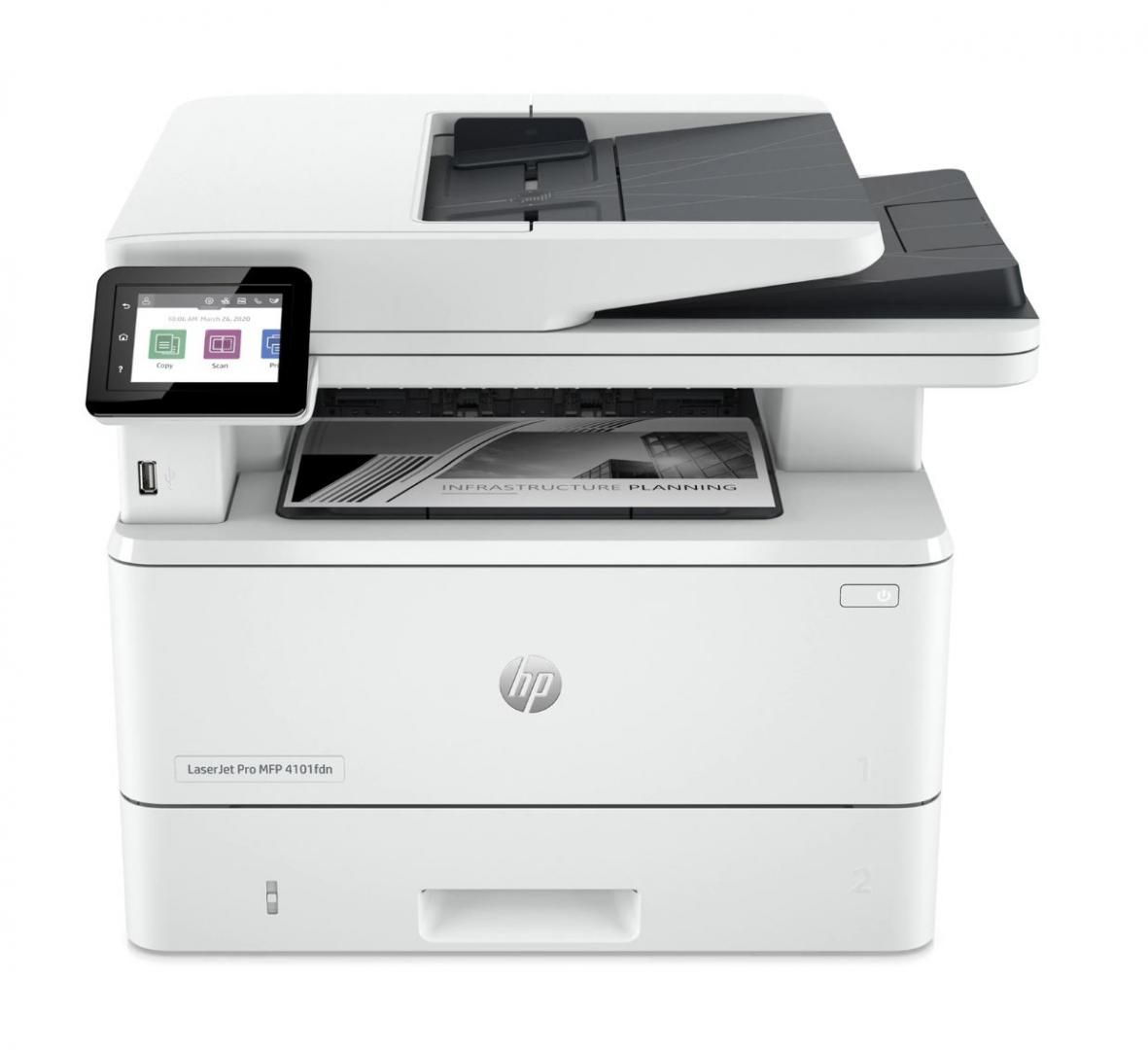 Multifunctional laser mono HP Laserjet 4102FDW , dimensiune A4 (Printare, Copiere, Scanare, Fax), Duplex, viteza 40ppm, rezolutie max 1200 x 1200dpi, procesor 1200Mhz, memorie 512MB RAM, alimentare hartie 350 coli, + 50 coli DADF, limbaj de printare  HP PCL 6, HP PCL 5e, HP postscript level 3_2