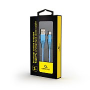 CABLU alimentare si date GEMBIRD, pt. smartphone, USB 2.0 (T) la USB 2.0 Type-C (T), 2m, premium, cablu cu impletire din bumbac, turcoaz cu insertii albe, 