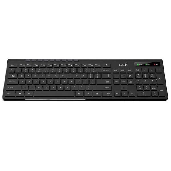 TASTATURA GENIUS wireless, multimedia, 104 taste + 12 taste multimedia, design ergonomic, USB, negru, 