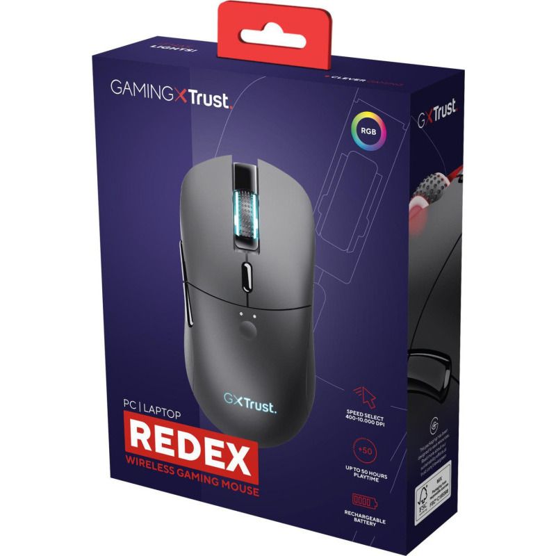 Mouse Trust GXT980 REDEX wireless, USB 2.0, rezolutie maxima 10000 DPI, 6 butoane, iluminare full RGB , negru_3