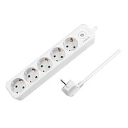 PRELUNGITOR LOGILINK, Schuko x 5, cablu 3G 1.5mm2, 230V/16A, 50 Hz, max. 3600 W, buton intrerupator iluminat, IP20, 1.5m, alb 