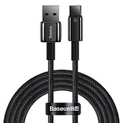 CABLU alimentare si date Baseus, Fast Charging Data Cable pt. smartphone, USB la USB Type-C (T), 100W, 480Mbps, aliaj zinc, braided(nylon), 2m, negru, 