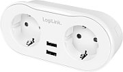 PRIZA INTELIGENTA LOGILINK, Wi-Fi Smart,Schuko x 2, USB x 2 5V/2.4A max. 12W,prot. Supracurent / supratensiune,  IP20, compatibil TUYA, Amazon Alexa si Google Home, alb 