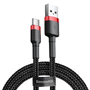 CABLU alimentare si date Baseus Cafule, Fast Charging Data Cable pt. smartphone, USB la USB Type-C 3A, 1m, rosu + negru 