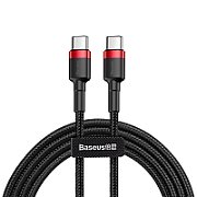 CABLU alimentare si date Baseus Cafule, Fast Charging Data Cable pt. smartphone, USB Type-C la USB Type-C 3A / 60W, 1m, rosu + negru 