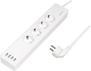 PRELUNGITOR LOGILINK, Wi-Fi Smart, Schuko x 4, USB x 4 5V/4A max. 20W, cablu 3G 1.5mm2 10A, prot. Supracurent / supratensiune / scurtcircuit / supraincalzire, IP20, compatibil TUYA, Amazon Alexa si Google Home, 1.8m, alb, 