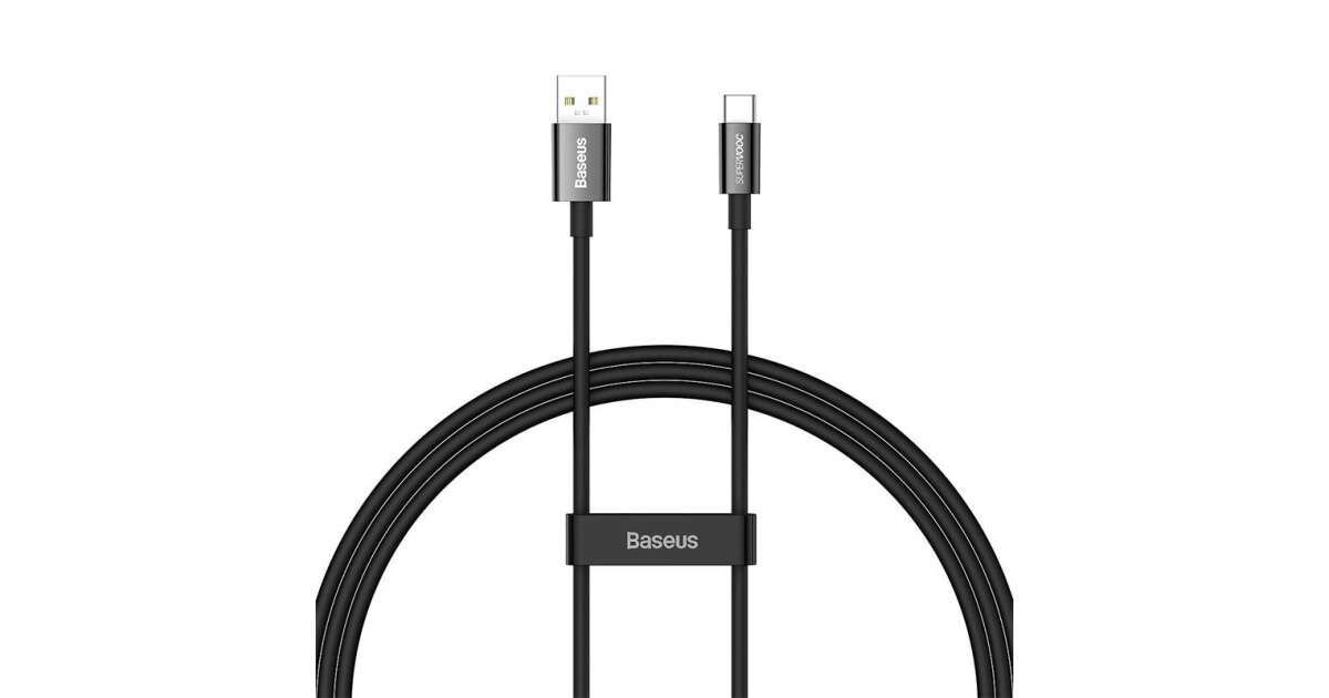 CABLU alimentare si date Baseus Superior SUPERVOOC, Fast Charging Data Cable pt. smartphone, USB la USB Type-C, 65W, 1m, negru 