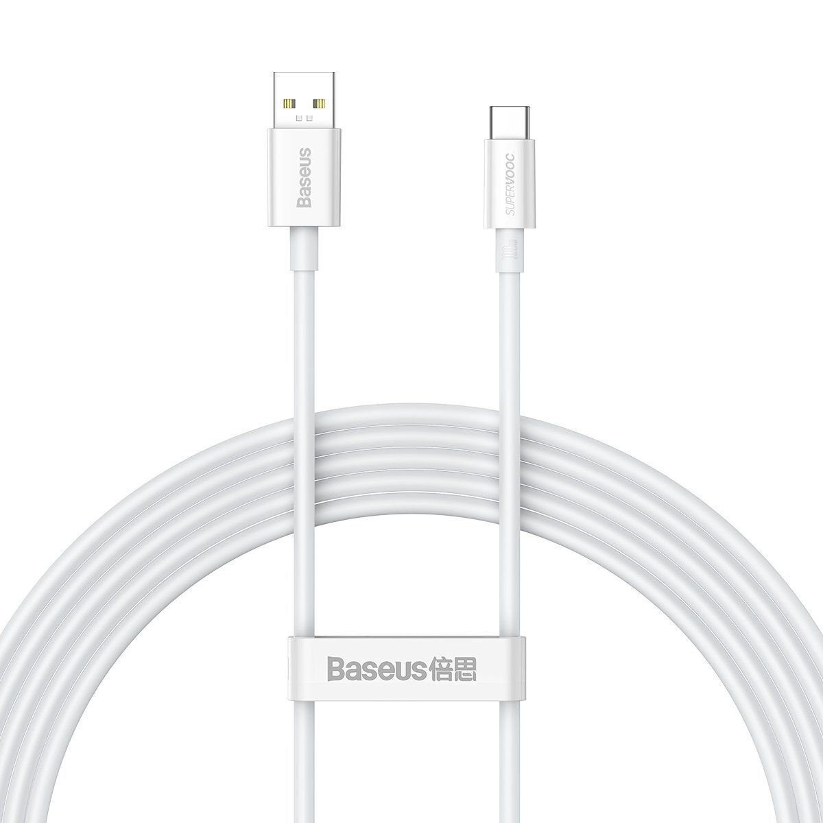 CABLU alimentare si date Baseus Superior SUPERVOOC, Fast Charging Data Cable pt. smartphone, USB la USB Type-C, 65W, 2m, alb 