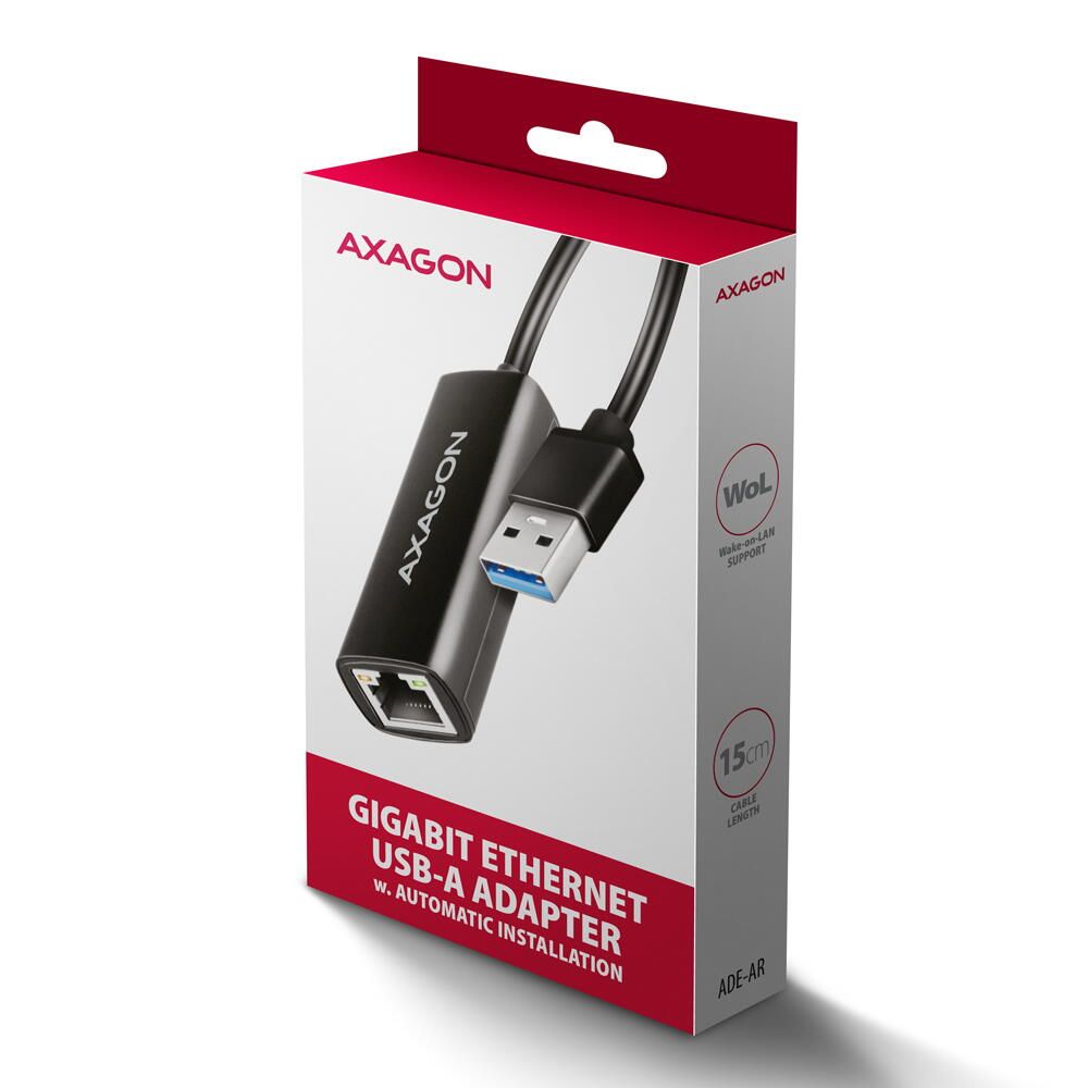 Placa de retea AXAGON ADE-AR | Interfata: USB 3.2 Gen1 / USB 3.0 / USB 2.0 | Gigabit Ethernet 10/100/1000 Mbit/s |_2