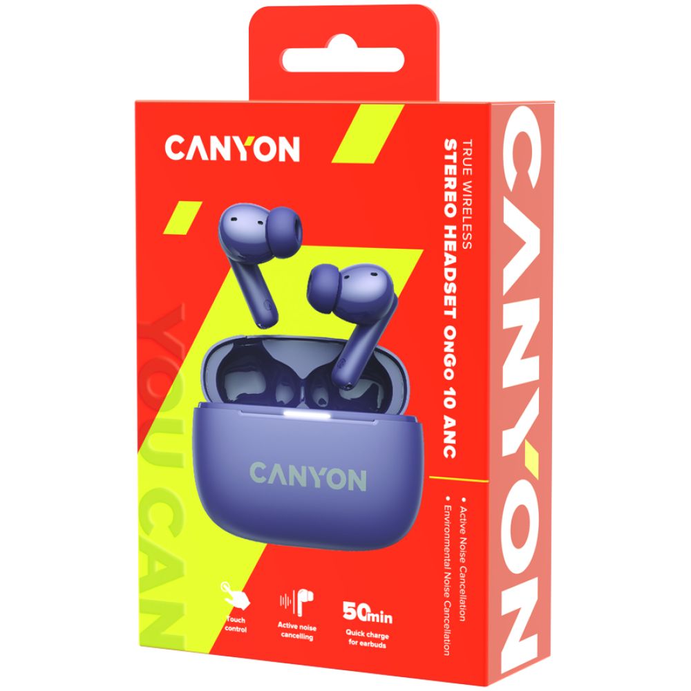 CANYON OnGo TWS-10 ANC+ENC, Bluetooth Headset, microphone, BT v5.3 BT8922F, Frequence Response:20Hz-20kHz, battery Earbud 40mAh*2+Charging case 500mAH, type-C cable length 24cm,size 63.97*47.47*26.5mm 42.5g, Purple_3