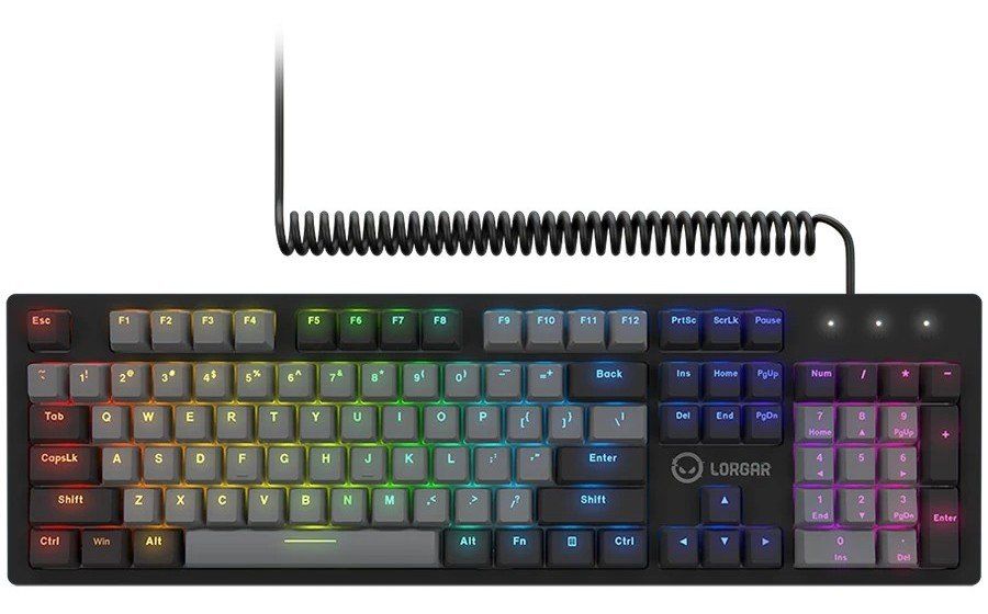 LORGAR Azar 514, Wired mechanical gaming keyboard, RGB backlight, 1680000 colour variations, 18 modes, keys number: 104, 50M clicks, linear dream switches, spring cable up to 3.4m, ABS plastic+metal, magnetic cover, 450*136*39mm, 1.17kg, white, EN layout_2