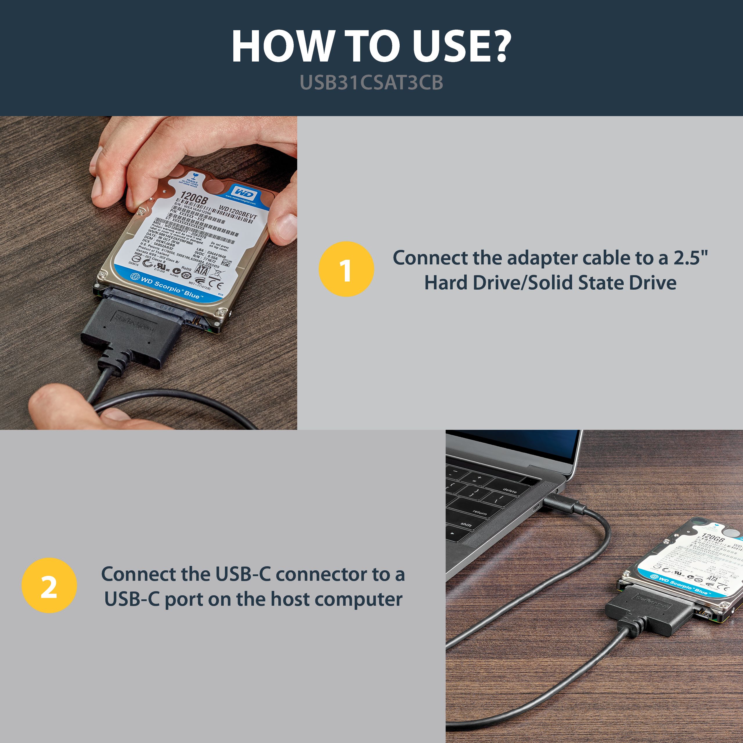 USB 3.1 ADAPTER CABLE W/ USB-C/USB C CNCTR FOR 2.5IN SSD HDDS_10