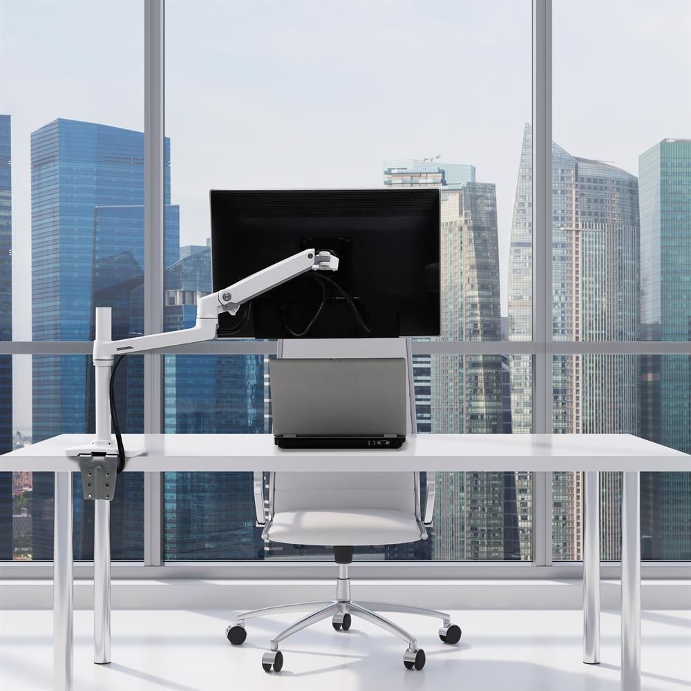 LX DESK MOUNT LCD MONITOR ARM/TALL POLE/ BRIGHT WHITE TEXTURE_3